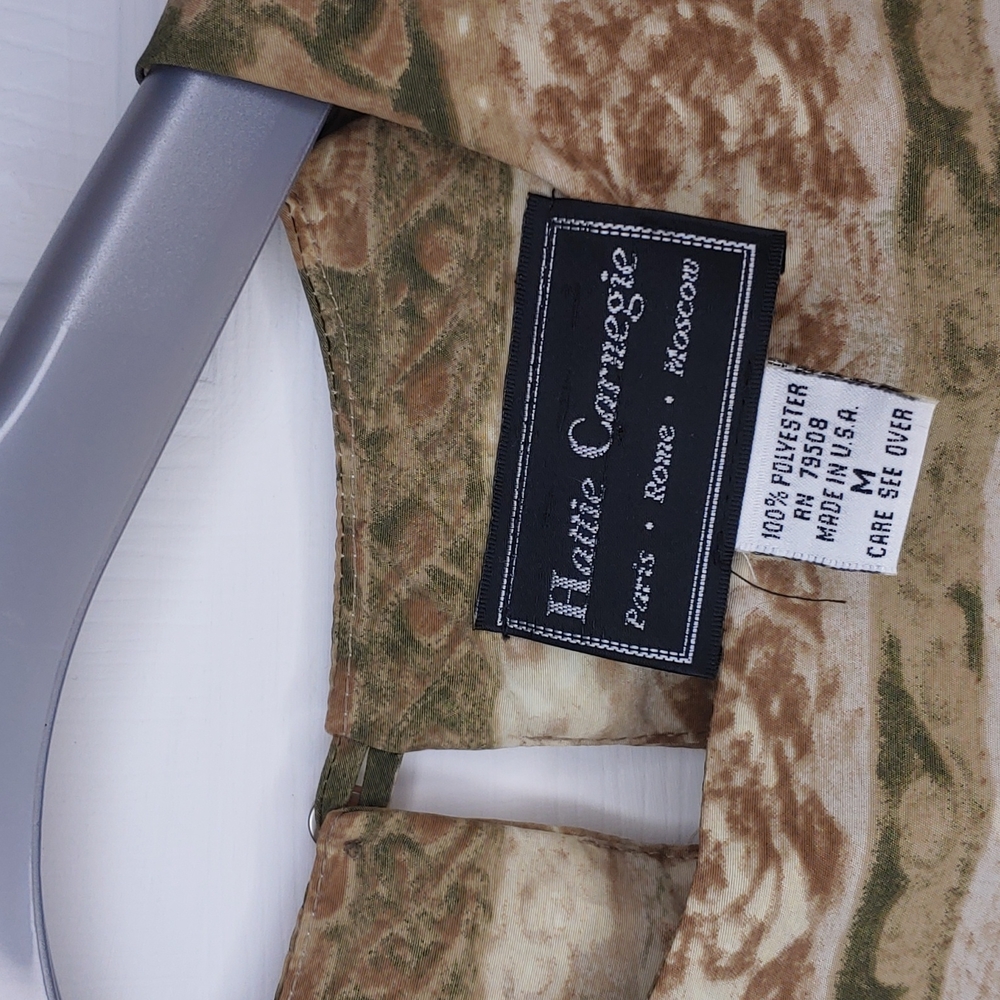 Hattie Carnegie Brown Vintage Patterned Blouse - image 4